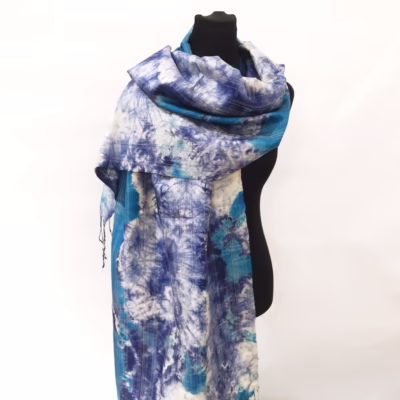 Seidenschal tie dye blau türkis