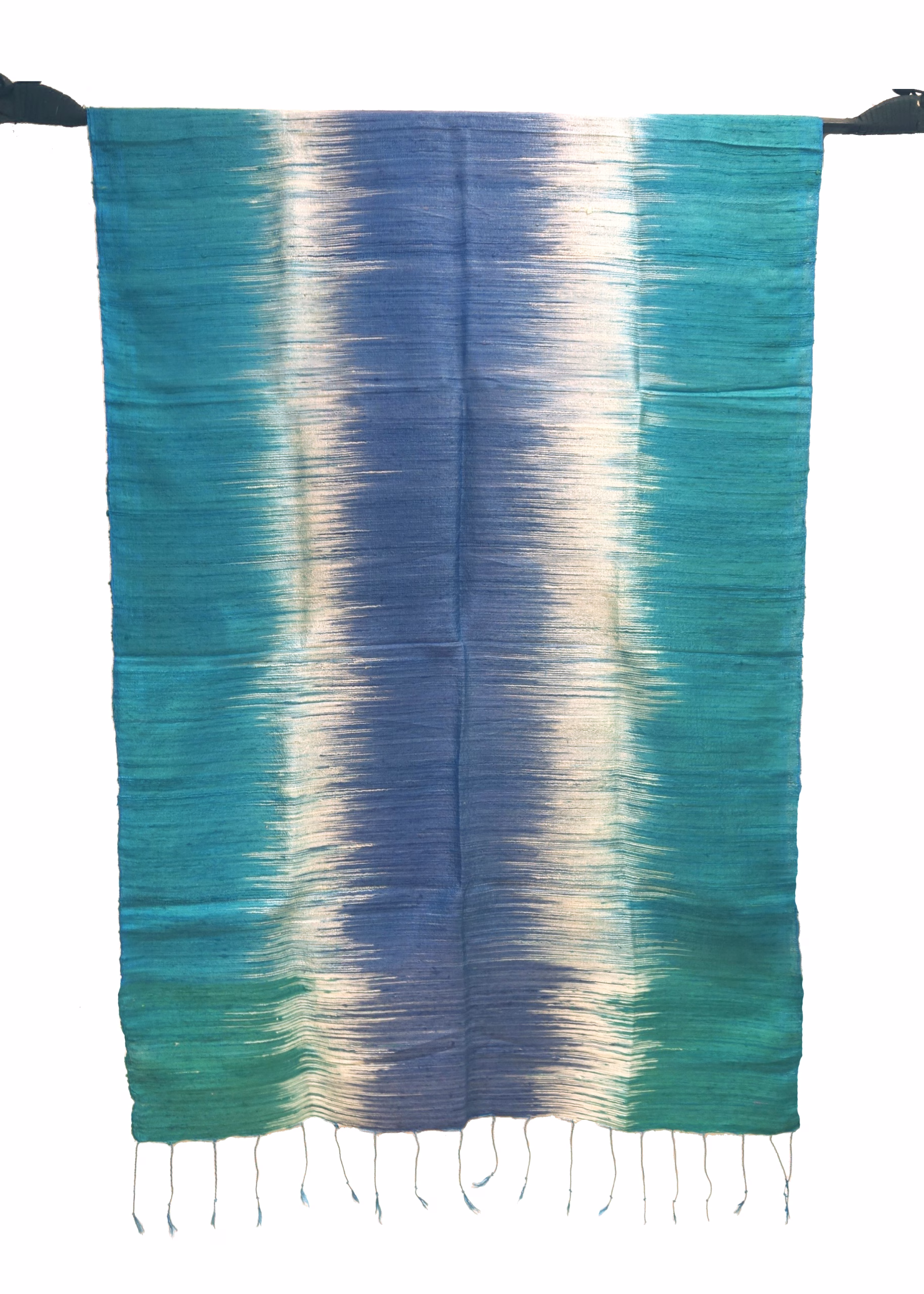 Seidenschal Ikat türkis - blau – Bild 3