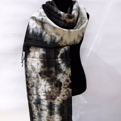 Seidenschal Tye Dye schwarz weiß