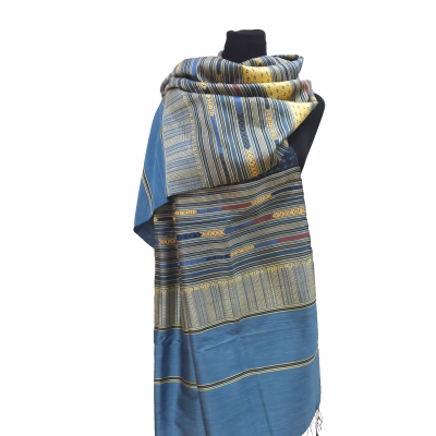 Seidenstola blau gold