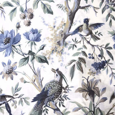 Überwurf Decke Vögel blau