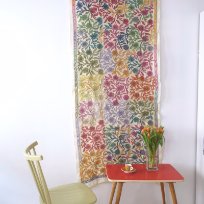 Wandteppich Kantha Seide Handstickerei