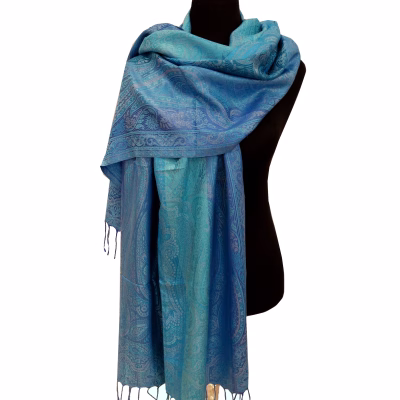 Seidenpashmina blau